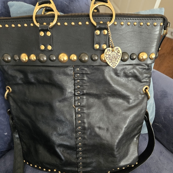 Black and Gold Studded Women's Bag - Picture 1 of 12